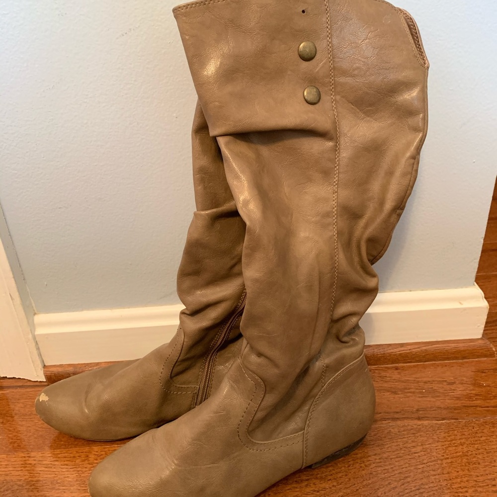 Brown Knee High Leather Boots
